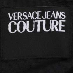 Pre Owned Versace Jeans Couture Black Crepe Baroque-Print Panelled Dress M