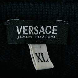 Pre Owned Versace Jeans Couture Navy Blue Wool Turtle Neck Jumper XL