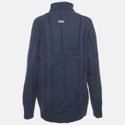 Pre Owned Versace Jeans Couture Navy Blue Wool Turtle Neck Jumper XL