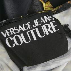 Pre Owned Versace Jeans Couture Black Printed Jersey Cut- Out Midi Dress XS