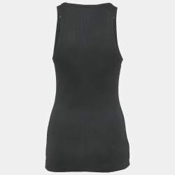 Pre Owned Versace Jeans Couture Black Rib Knit Buckle Detail Tank Top M