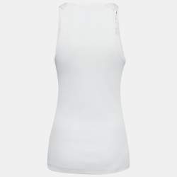 Pre Owned Versace Jeans Couture White Rib Knit Buckle Detail Tank Top M