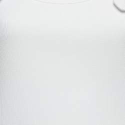 Pre Owned Versace Jeans Couture White Rib Knit Buckle Detail Tank Top M