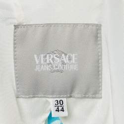 مملوكة مسبقًا بليزر فيرساتشي جينز كوتور قطني أبيض بطبعة حياة بحرية مقاس متوسط - ميد يم