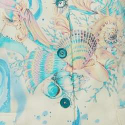 مملوكة مسبقًا بليزر فيرساتشي جينز كوتور قطني أبيض بطبعة حياة بحرية مقاس متوسط - ميديم