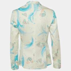 مملوكة مسبقًا بليزر فيرساتشي جينز كوتور قطني أبيض بطبعة حياة بحرية مقاس متوسط - ميديم