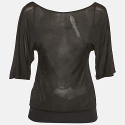 Pre Owned Versace Jeans Couture Black Jersey V-Neck Top S