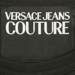 Pre Owned Versace Jeans Couture Black Logo Studded Cotton Knit Crop T-Shirt S