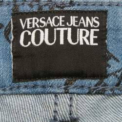 مملوكة مسبقًا Versace Jeans Couture Blue Logo Print Denim Skinny Jeans M/Waist 28"