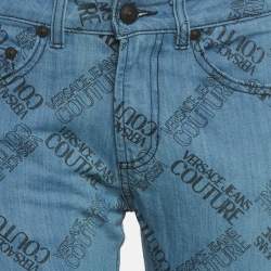مملوكة مسبقًا Versace Jeans Couture Blue Logo Print Denim Skinny Jeans M/Waist 28"