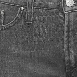 مملوكة مسبقًا بنطلون جينز فيرساتشي كوتور جينز قطن رمادي مطرز واسع الساق مقاس متوسط - ميديم / الخصر 30 بوصة