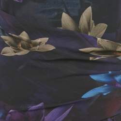 Pre Owned Versace Jeans Couture Multicolour Floral Print Silk Draped Dress S