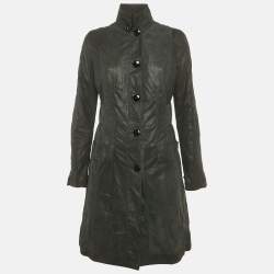 Pre Owned Versace Jeans Couture Black Leather Trench Coat S