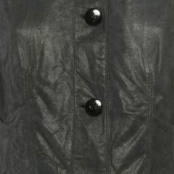 مملوكة مسبقًا Versace Jeans Couture Black Leather Trench Coat S