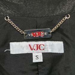 مملوكة مسبقًا Versace Jeans Couture Black Leather Trench Coat S