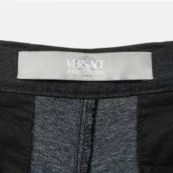 مملوكة مسبقًا بنطلون جينز فيرساتشي كوتور جينز دينم باللون الأسود مستقيم الساق مقاس كبير - مقاس الخصر 34 بوصة