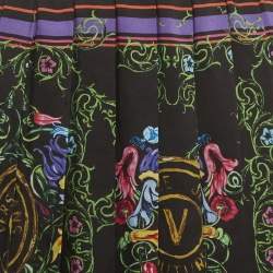 Pre Owned Versace Jeans Couture Garden Print Satin Pleated Mini Skirt L