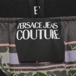 Pre Owned Versace Jeans Couture Garden Print Satin Pleated Mini Skirt L