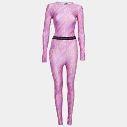 Pre Owned Versace Jeans Couture Purple Printed Jersey Set S