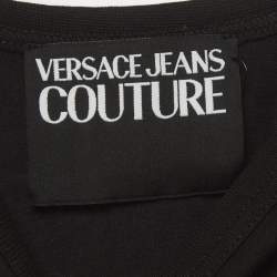 Pre Owned Versace Jeans Couture Black Logo Embellished Cotton Crop Top S