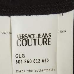 Pre Owned Versace Jeans Couture Black Logo Embellished Cotton Crop Top S