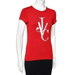 Pre Owned Versace Jeans Couture Red Cotton Knit Logo T-Shirt XL