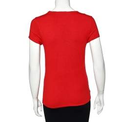 Pre Owned Versace Jeans Couture Red Cotton Knit Logo T-Shirt XL