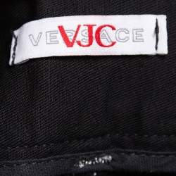Pre Owned Versace Jeans Couture Black Denim Logo Embellished Cropped Pants M
