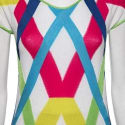 Versace Jeans Couture Multicolor Stripe Cap Sleeves Top M