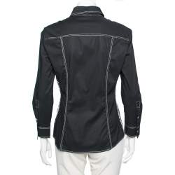 Pre Owned Versace Jeans Couture Black Cotton Sequin Embellished Shirt L