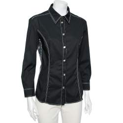 Pre Owned Versace Jeans Couture Black Cotton Sequin Embellished Shirt L