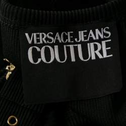 Pre Owned Versace Jeans Couture Black Knit Buckled Strap Detail Dress M