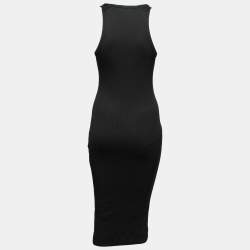 Pre Owned Versace Jeans Couture Black Knit Buckled Strap Detail Dress M