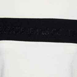 Pre Owned Versace Jeans Couture Cream Logo Panel Crew Neck T-Shirt M