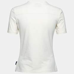 Pre Owned Versace Jeans Couture Cream Logo Panel Crew Neck T-Shirt M