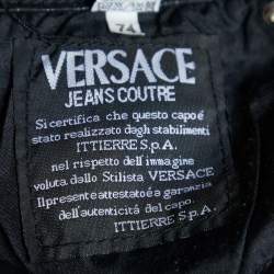 Pre Owned Versace Jeans Couture Black Shine Denim Flared Leg Jeans M Waist 26"