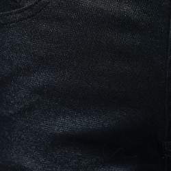 Pre Owned Versace Jeans Couture Black Shine Denim Flared Leg Jeans M Waist 26"