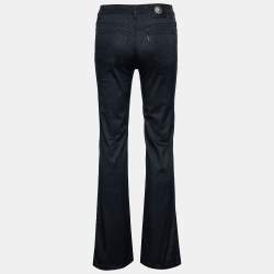 Pre Owned Versace Jeans Couture Black Shine Denim Flared Leg Jeans M Waist 26"