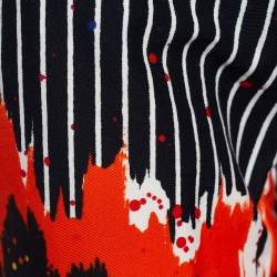 Pre Owned Versace Jeans Couture Black Striped Denim Graffiti Print Jeans L