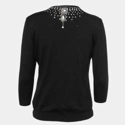 Versace Jeans Couture Black Knit Embellished Cardigan M