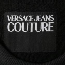 Pre Owned Versace Jeans Couture Black Graphic Printed Knit Crew Neck Sweatshirt S