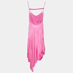Pre Owned Versace Jeans Couture Pink Jersey Asymmetric Hem Dress M
