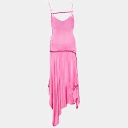 Pre Owned Versace Jeans Couture Pink Jersey Asymmetric Hem Dress M