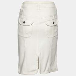 Pre Owned Versace Jeans Couture White Denim Knee Length Skirt M