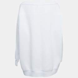 Pre Owned Versace Jeans Couture White Logo Patch Print Boat Neck Mini Dress One Size