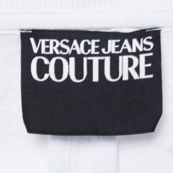 Pre Owned Versace Jeans Couture White Logo Patch Print Boat Neck Mini Dress One Size