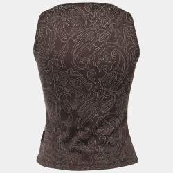 Pre Owned Versace Jeans Couture Brown Embellished Jersey Tank Top XS