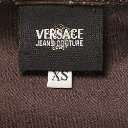 Pre Owned Versace Jeans Couture Brown Embellished Jersey Tank Top XS