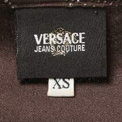 Pre Owned Versace Jeans Couture Brown Embellished Jersey Tank Top XS