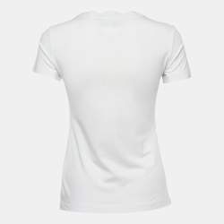Pre Owned Versace Jeans Couture White Logo Print Cotton Short Sleeve T-Shirt S